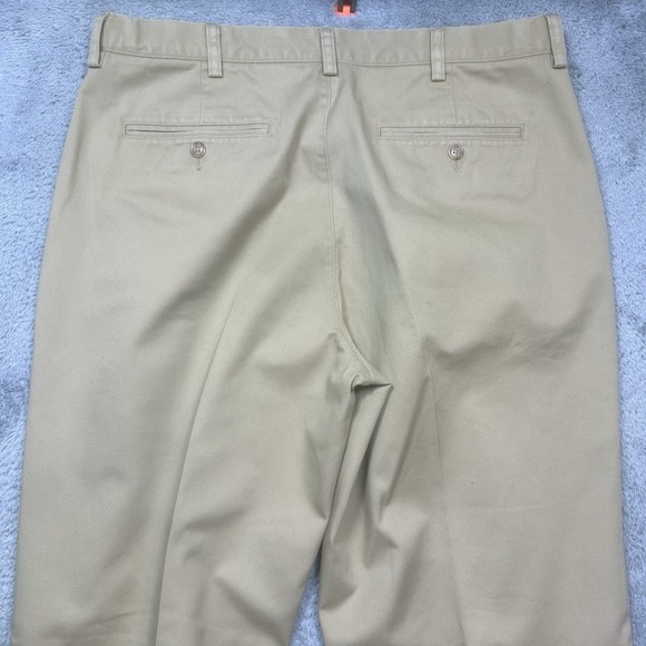 Vintage LL Bean Pants Mens 36x34 Khaki Chinos Flat Front Wrinkle Free Cotton NEW - Picture 7 of 13